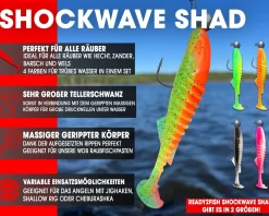 Wild Devil Baits Ready2Fish Shockwave Shad mit Box Gummifisch Set mit Jighaken Kunstköder Gummiköder Angelset Angelköder
