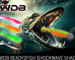 Wild Devil Baits Ready2Fish Shockwave Shad mit Box Gummifisch Set mit Jighaken Kunstköder Gummiköder Angelset Angelköder