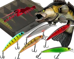Wild Devil Baits Ready2Fish Wobbler Set Striker Minnow in Box Wobbler Hardbaits für Hecht Zander Barsch  Angelköder