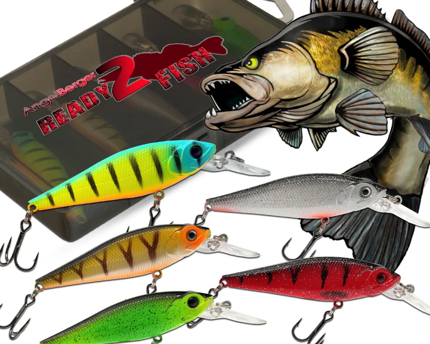 Wild Devil Baits Ready2Fish Wobbler Set Deep Shad in Box Wobbler Hardbaits für Hecht Zander Barsch Angelköder