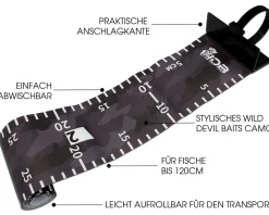 Wild Devil Baits Rollup Measure Scale Fish Ruler Fisch Maßband Measuring Mat zum Fisch Messen Angelzubehör