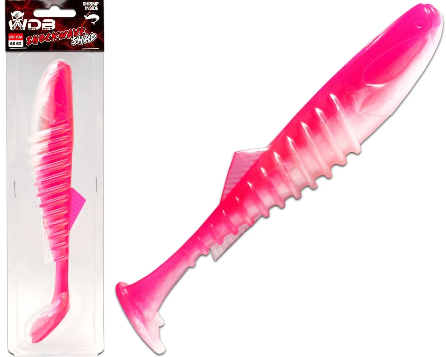 Wild Devil Baits Shockwave Shad 20cm Gummifisch Kunstköder Softlure Gummiköder Hecht Wels Dorsch Heilbutt Meeresköder Raubfischköder Angelköder