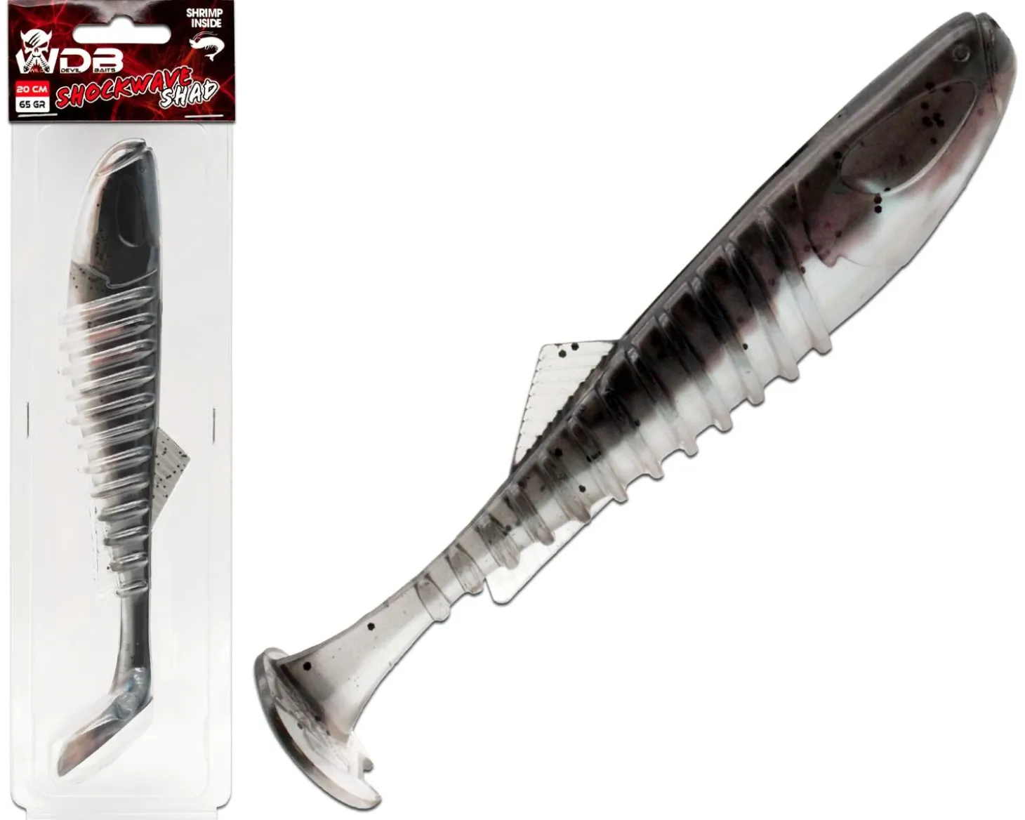 Wild Devil Baits Shockwave Shad 20cm Gummifisch Kunstköder Softlure Gummiköder Hecht Wels Dorsch Heilbutt Meeresköder Raubfischköder Angelköder