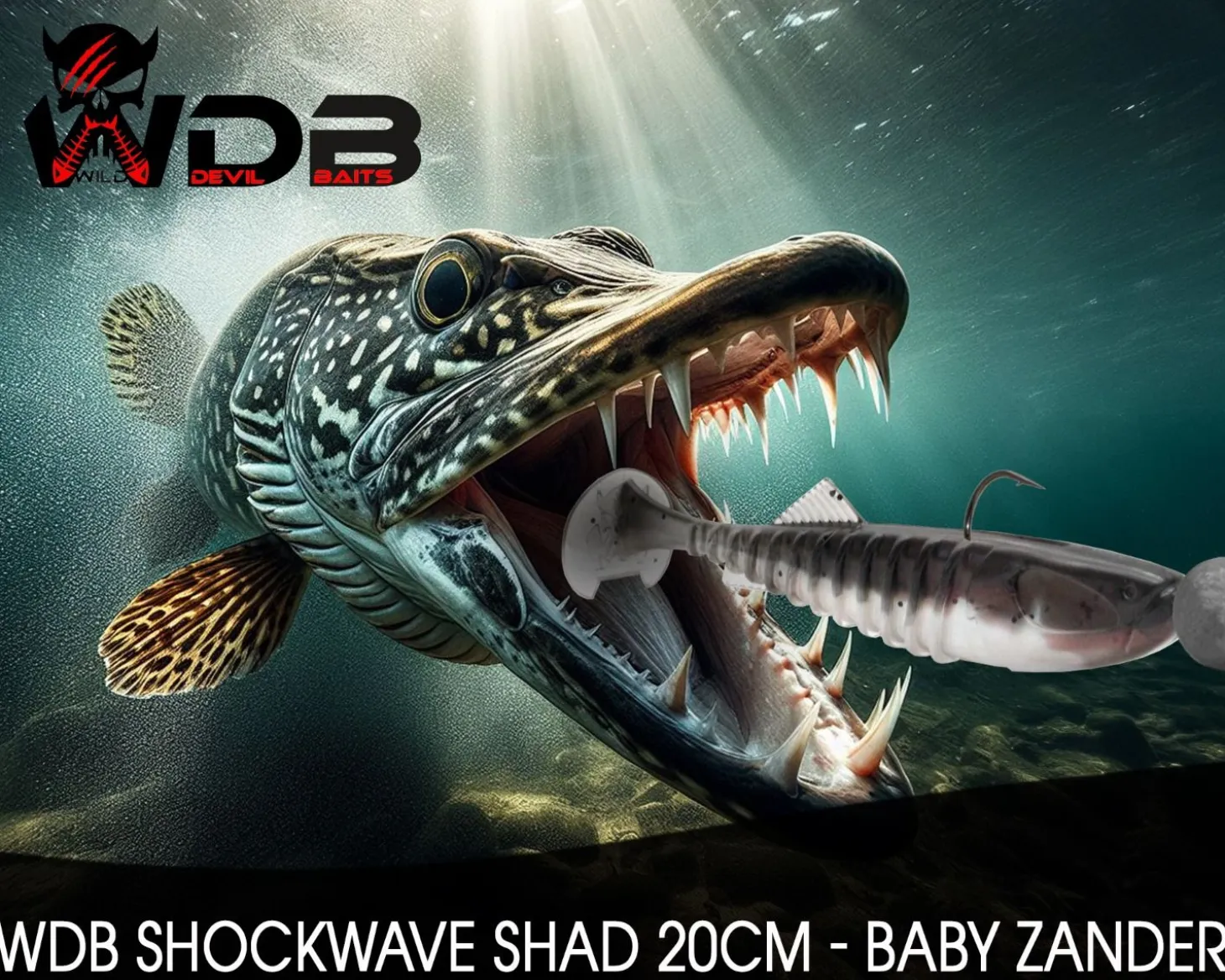 Wild Devil Baits Shockwave Shad 20cm Gummifisch Kunstköder Softlure Gummiköder Hecht Wels Dorsch Heilbutt Meeresköder Raubfischköder Angelköder