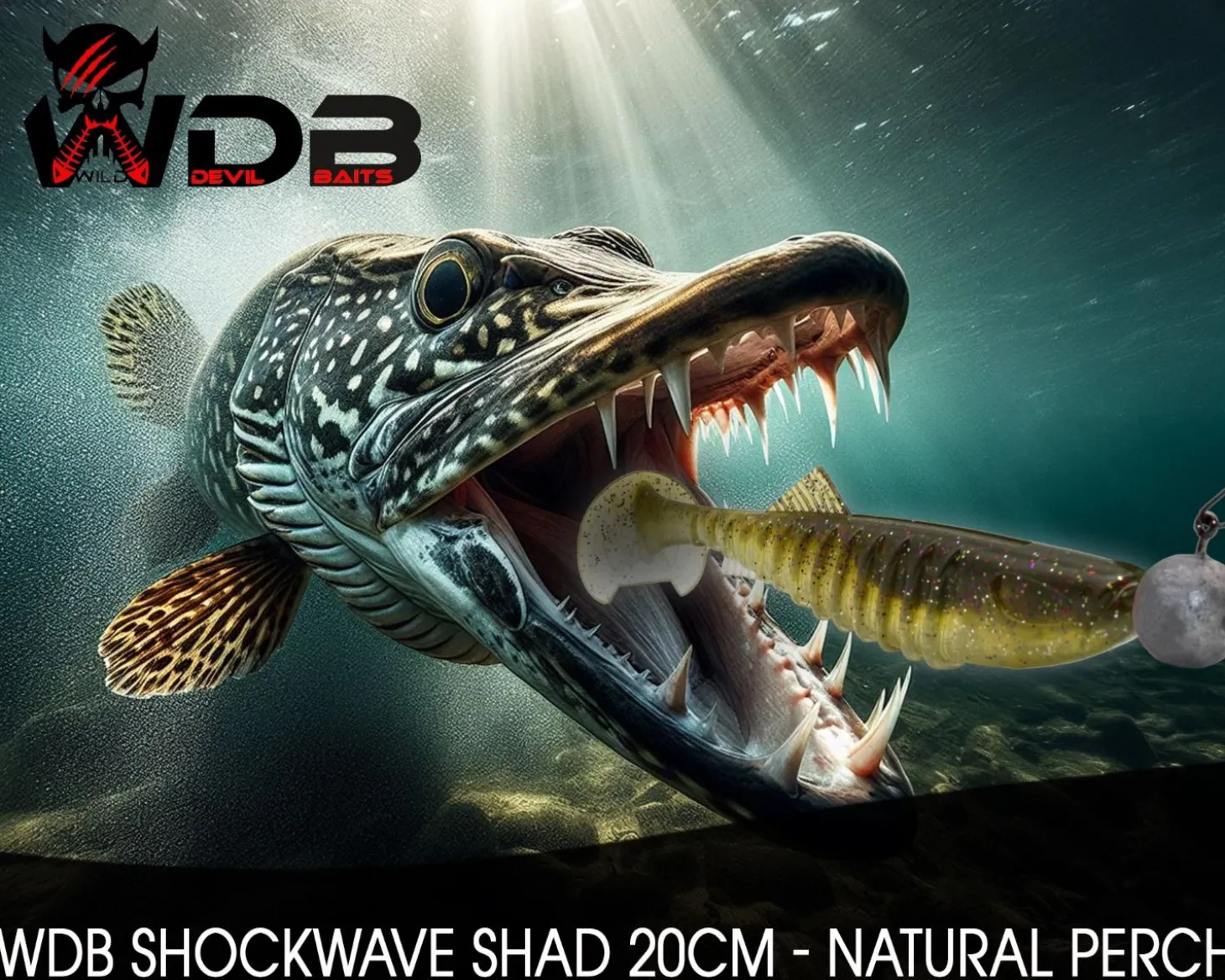 Wild Devil Baits Shockwave Shad 20cm Gummifisch Kunstköder Softlure Gummiköder Hecht Wels Dorsch Heilbutt Meeresköder Raubfischköder Angelköder