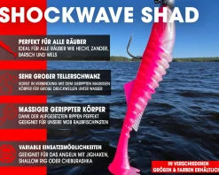 Wild Devil Baits Shockwave Shad Hot Pink Gummifisch Kunstköder Softlure Gummiköder Hecht Barsch Zander Angelköder Raubfischköder Angelköder