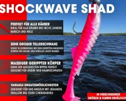 Wild Devil Baits Shockwave Shad Hot Pink Gummifisch Kunstköder Softlure Gummiköder Hecht Barsch Zander Angelköder Raubfischköder Angelköder