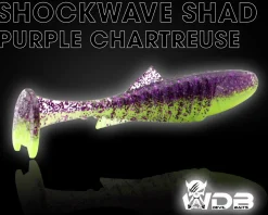 Wild Devil Baits Shockwave Shad Purple Chartreuse Gummifisch Kunstköder Softlure Gummiköder Hecht Barsch Zander Angelköder Raubfischköder Angelköder