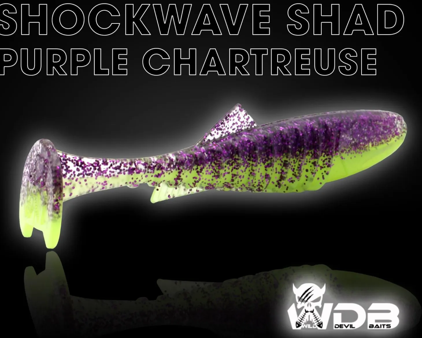 Wild Devil Baits Shockwave Shad Purple Chartreuse Gummifisch Kunstköder Softlure Gummiköder Hecht Barsch Zander Angelköder Raubfischköder Angelköder