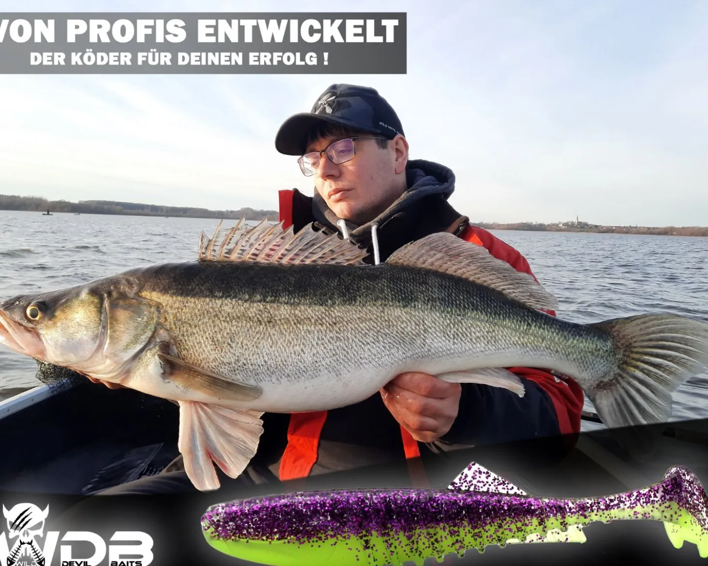 Wild Devil Baits Shockwave Shad Purple Chartreuse Gummifisch Kunstköder Softlure Gummiköder Hecht Barsch Zander Angelköder Raubfischköder Angelköder
