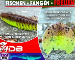 Wild Devil Baits Shockwave Shad UV Green Pumpkin Chartreuse Gummifisch Kunstköder Softlure Gummiköder Hecht Barsch Zander Angelköder Raubfischköder Angelköder