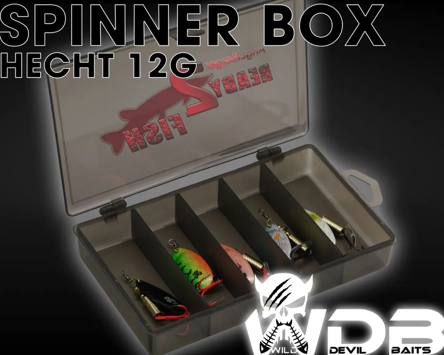 Wild Devil Baits Spinner Sortiment Hecht in Box Pike Spinnköder Kunstköder Set Angelköder Spoon Sortimente