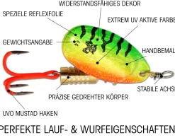Wild Devil Baits Spinner Fire Tiger Raubfisch Köder Kunstköder Spoon Angelköder