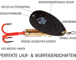 Wild Devil Baits Spinner Black Devil Raubfisch Köder Kunstköder Spoon Angelköder