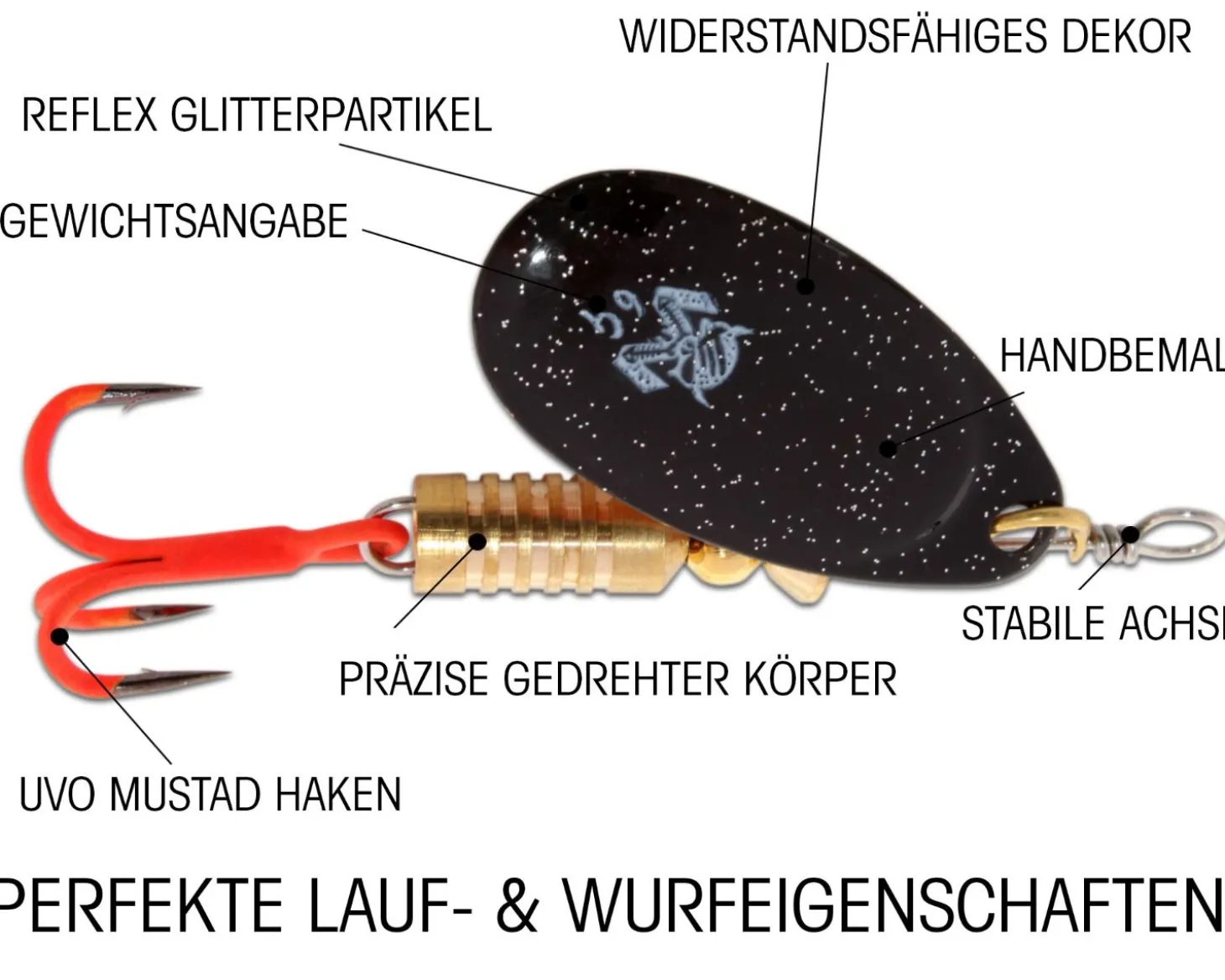 Wild Devil Baits Spinner Black Devil Raubfisch Köder Kunstköder Spoon Angelköder