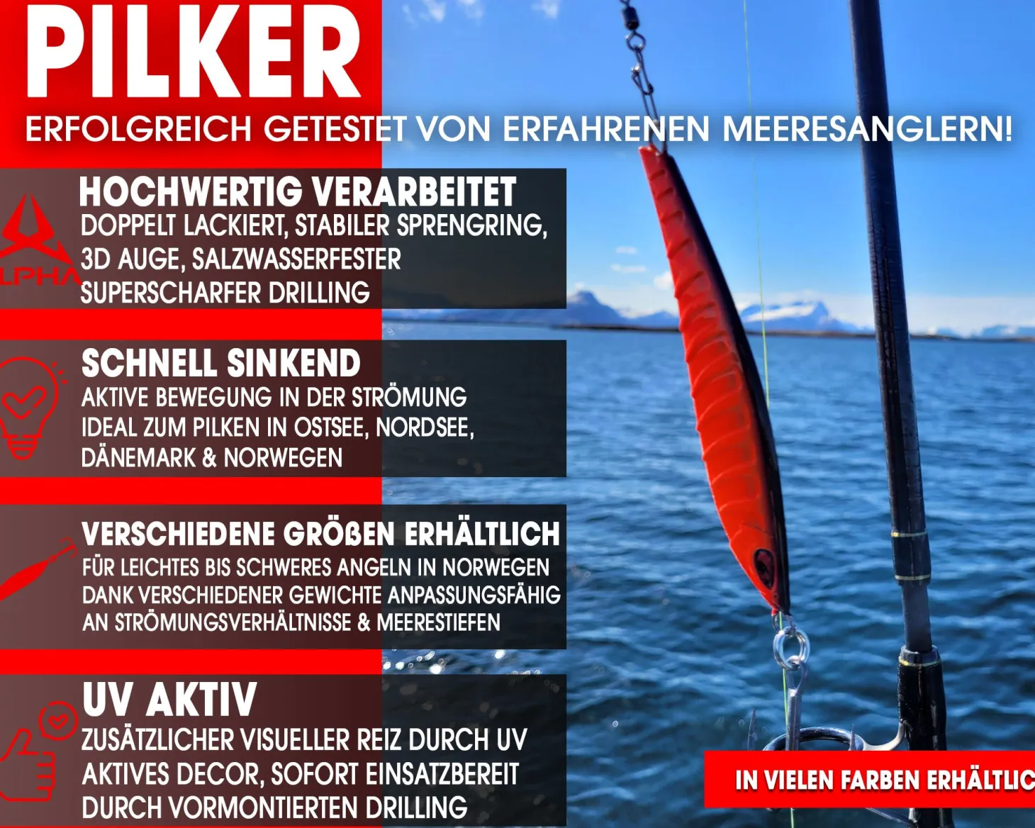 Wild Devil Baits Strike Pilk Red Devil Pilker Meeresköder Angeln Dorsch Heilbutt Norwegen Köder Meeresangeln Angelköder
