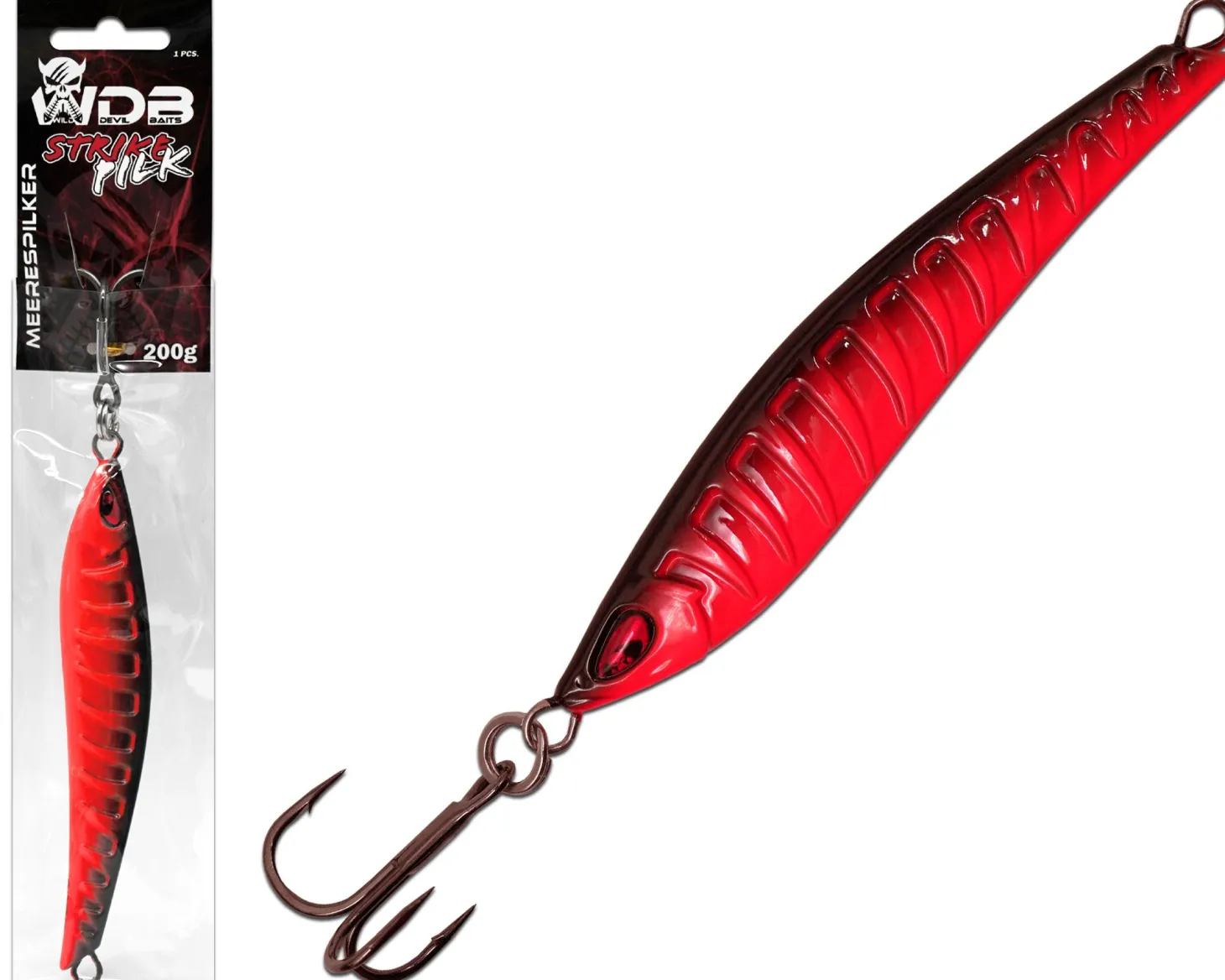 Wild Devil Baits Strike Pilk Red Devil Pilker Meeresköder Angeln Dorsch Heilbutt Norwegen Köder Meeresangeln Angelköder