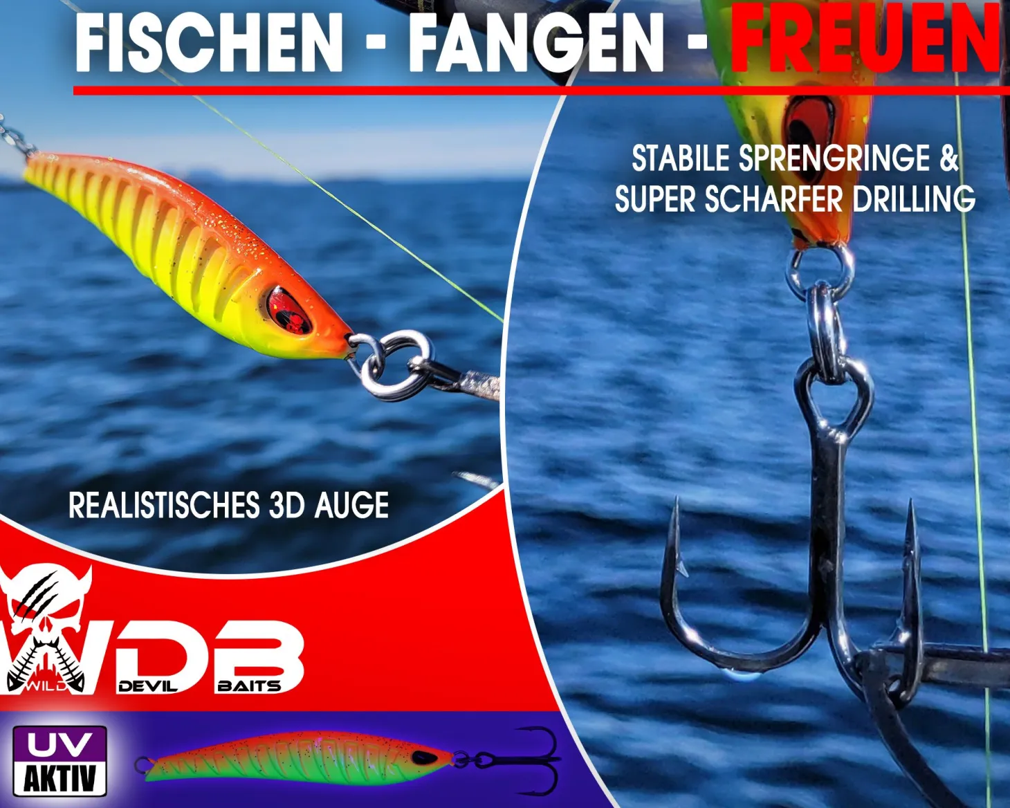 Wild Devil Baits Strike Pilk Fire Orange Pilker Meeresköder Angeln Dorsch Heilbutt Norwegen Köder Meeresangeln Angelköder
