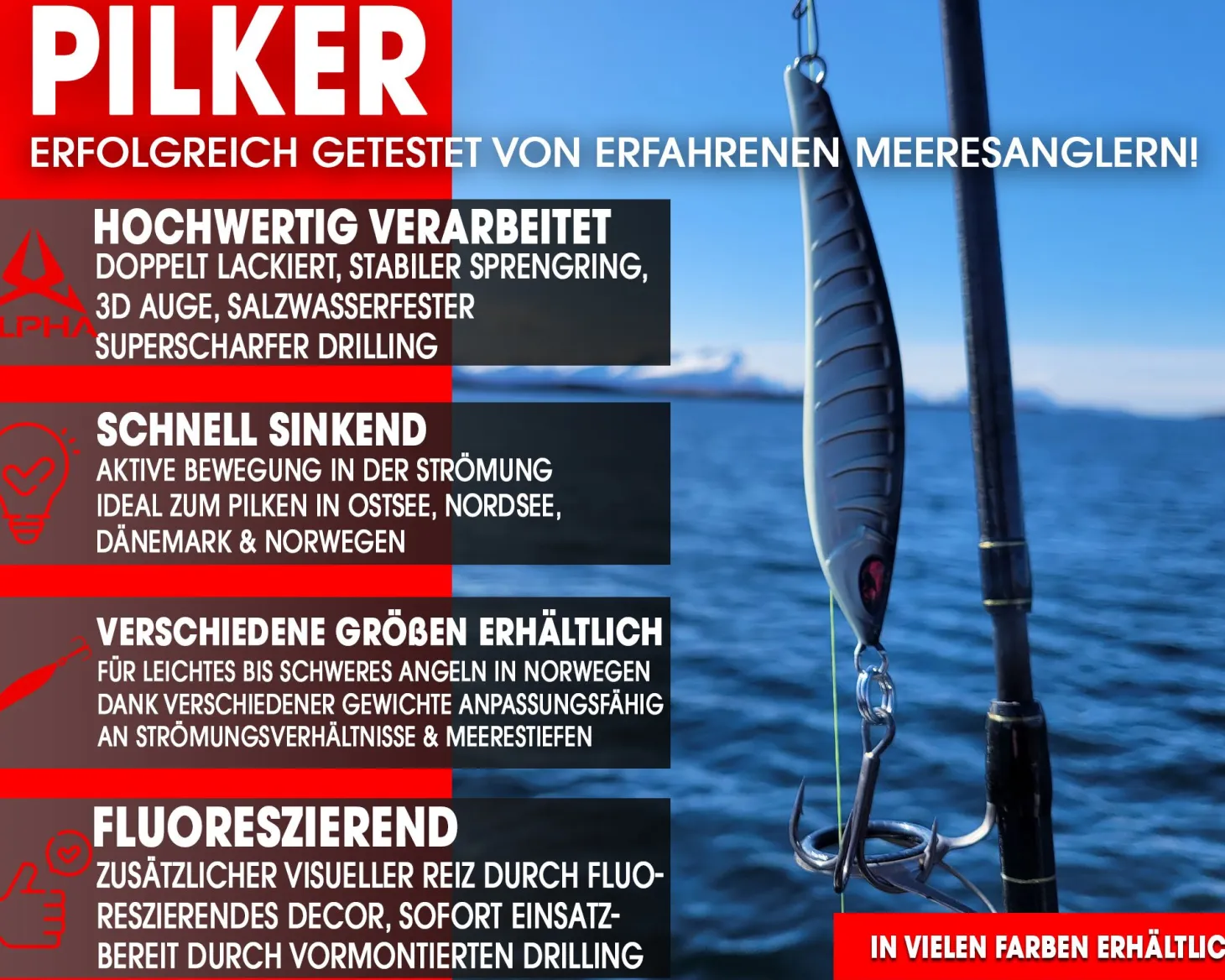 Wild Devil Baits Strike Pilk Black Pearl Pilker Meeresköder Angeln Dorsch Heilbutt Norwegen Köder Meeresangeln Angelköder