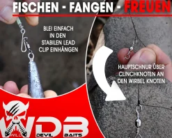 Wild Devil Baits Surf Leader mit Blei Brandungsvorfach Plattfisch Meeresvorfach Salt Rig Brandungssystem Meeresangeln verschiedene Varianten Angelköder