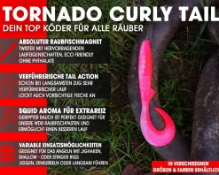 Wild Devil Baits Tornado Curly Tail Hot Pink Twister Gummifisch Shad Kunstköder Softlure Gummiköder Hecht Barsch Zander Angelköder