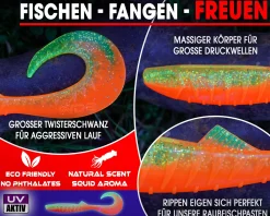 Wild Devil Baits Tornado Curly Tail Red Devil Twister Gummifisch Shad Kunstköder Softlure Gummiköder Hecht Barsch Zander Angelköder