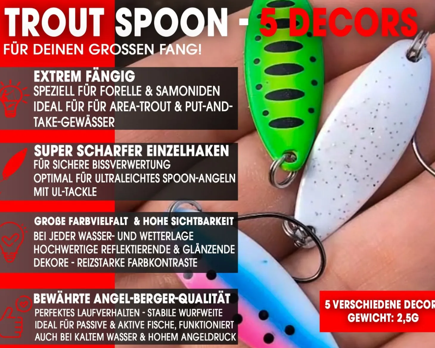 Wild Devil Baits Trout Spoon Rainbow Trout Forellen Blinker Mini Spoon Forellenangeln Angelköder