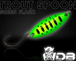 Wild Devil Baits Trout Spoon Green Flash Forellen Blinker Mini Spoon Forellenangeln Angelköder
