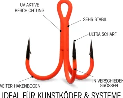 Wild Devil Baits UV Treble Hooks Raptor X Drilling UVO Raubfischhaken Fishing Hook Angelköder