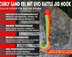 Wild Devil Baits UVO Rattle Curly Sand Eel Twister Sandaal Meeres Shad Gummifisch Sandeel Meeresangeln Angelköder
