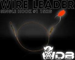 Wild Devil Baits Wire Leader Single Hook Stahlvorfach mit Einzelhaken 50cm 15kg Baitfish Rig 7x7 Raubfisch Vorfach Köderfisch Vorfächer Hechtangeln