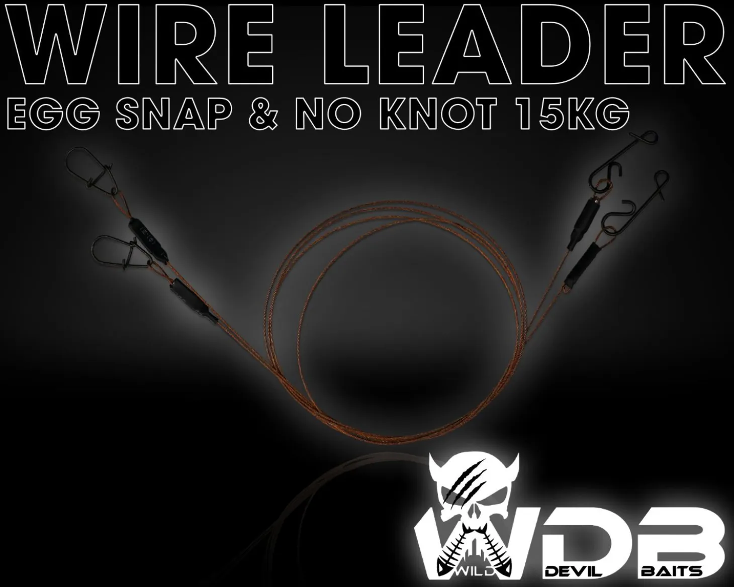 Wild Devil Baits Wire Leader Egg Snap - No Knot 7x7 Stahlvorfach 50cm Spinnvorfach Raubfisch Vorfach Kunstköder Vorfächer Angelzubehör