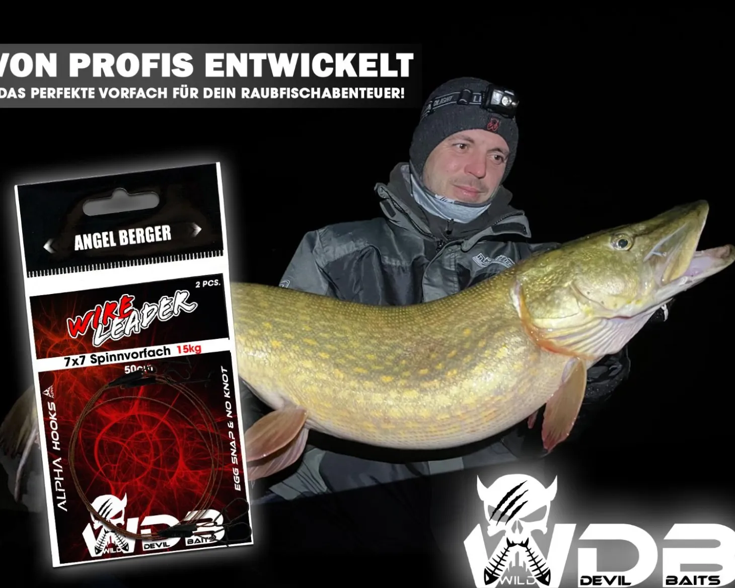 Wild Devil Baits Wire Leader Egg Snap - No Knot 7x7 Stahlvorfach 50cm Spinnvorfach Raubfisch Vorfach Kunstköder Vorfächer Angelzubehör