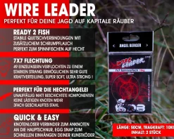 Wild Devil Baits Wire Leader Egg Snap - No Knot 7x7 Stahlvorfach 50cm Spinnvorfach Raubfisch Vorfach Kunstköder Vorfächer Angelzubehör