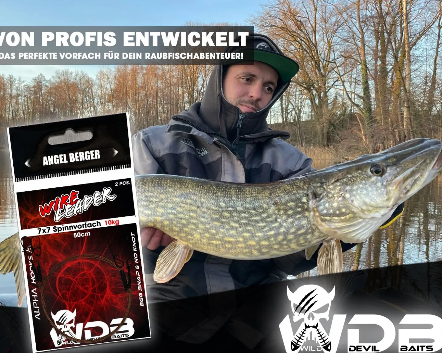 Wild Devil Baits Wire Leader Egg Snap - No Knot 7x7 Stahlvorfach 50cm Spinnvorfach Raubfisch Vorfach Kunstköder Vorfächer Angelzubehör