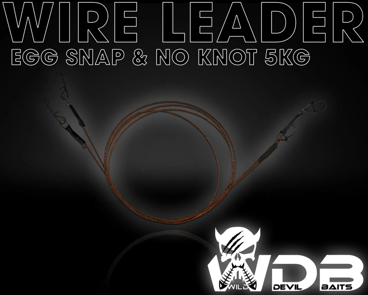 Wild Devil Baits Wire Leader Egg Snap - No Knot 7x7 Stahlvorfach 50cm Spinnvorfach Raubfisch Vorfach Kunstköder Vorfächer Angelzubehör
