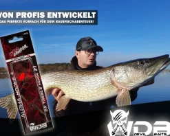 Wild Devil Baits Wire Leader 2x Treble Hook Stahlvorfach mit zwei Drilling 50cm 15kg 7x7 Raubfisch Vorfach Angelzubehör