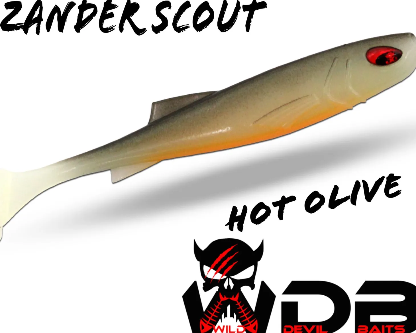 Wild Devil Baits Zander Scout Hot Olive Shad Gummifisch Softlure Angelköder